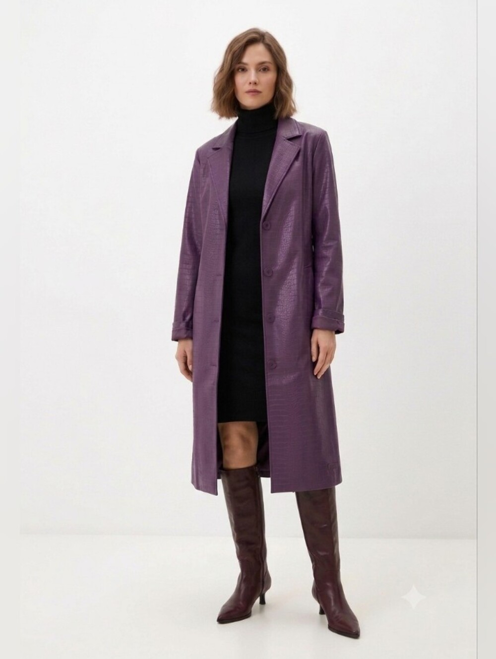 Suicide Squad Pleather Croc Print Trench Coat Purple Medium - Picture 3 of 16